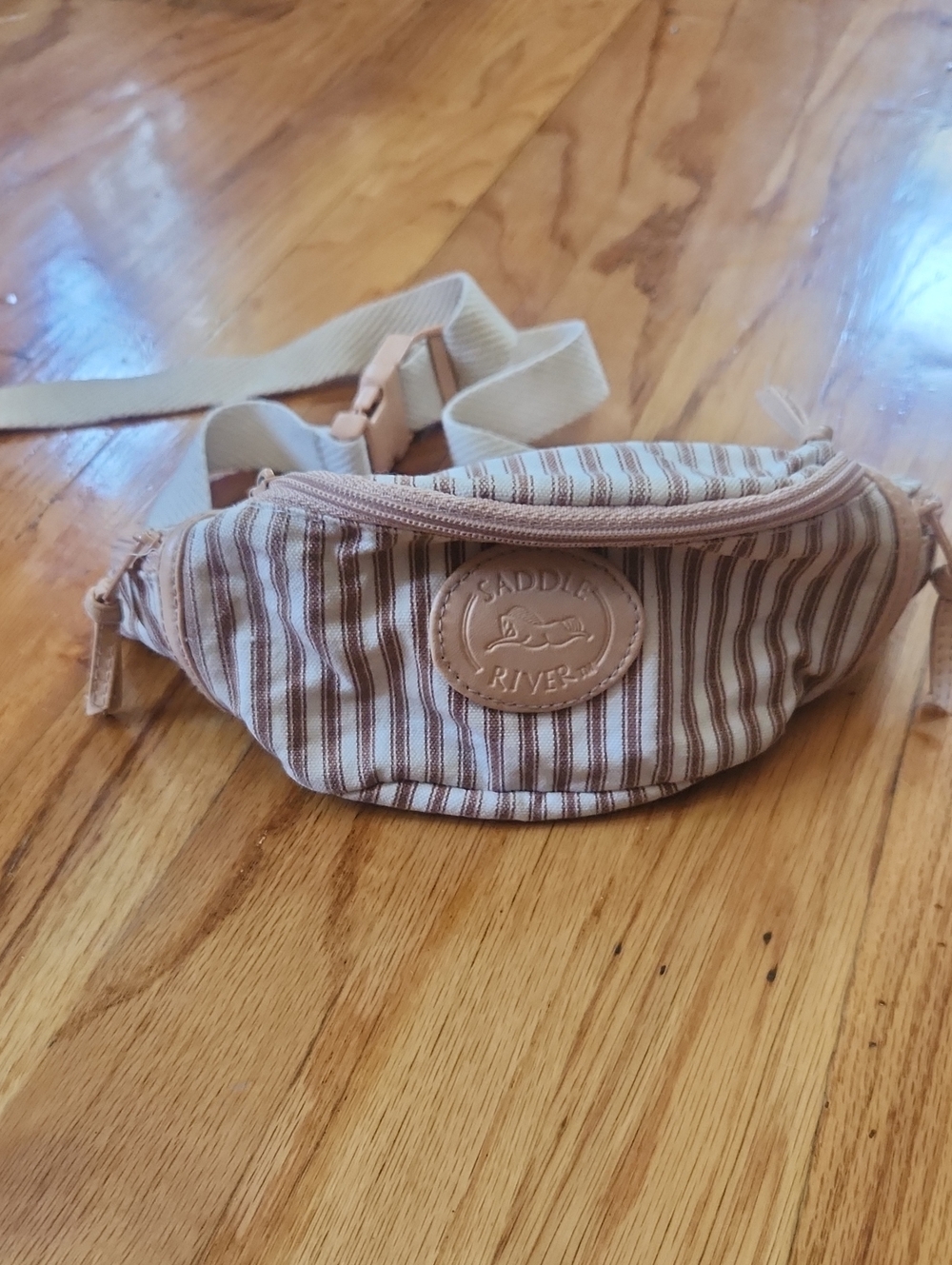 Saddle River Summer Fanny Pack Tan And White Stripe